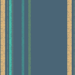 Coastal Stripes in Nautical blue, green, turquoise, and gold
