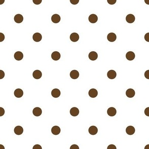 Half-Inch Dark Brown Polka Dot on a White Background.  4 Dots per 6 Inches