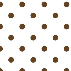 Five-Eighths Inch Dark Brown Polka Dot on a White Background.  3 Dots per 6 Inches
