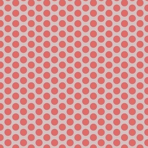 516 -  Mini scale polka dots in coral and warm grey - for kids apparel, dresses, leggings, adventure decor,  nursery wallpaper, cot linen and baby accessories