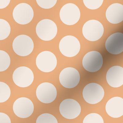 516 -  large scale polka dots in peach apricot and warm white - for kids apparel, dresses, leggings, adventure decor,  nursery wallpaper, cot linen and baby accessories