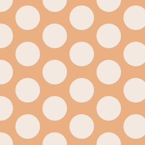 516 -  large scale polka dots in peach apricot and warm white - for kids apparel, dresses, leggings, adventure decor,  nursery wallpaper, cot linen and baby accessories