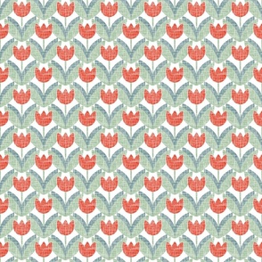 Classic Geometric Tulips Red on White XS