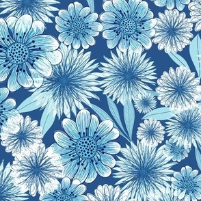 Blue & White Bold Garden Florals
