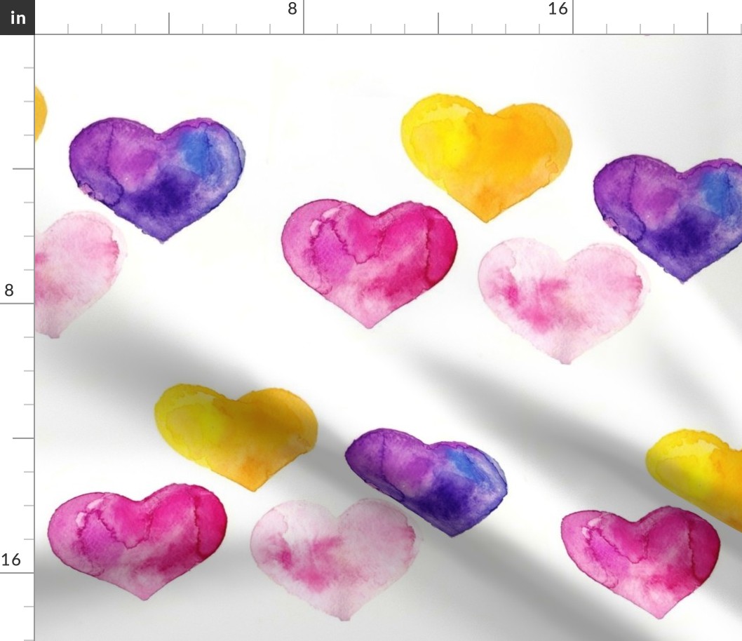 Watercolor Hearts XL