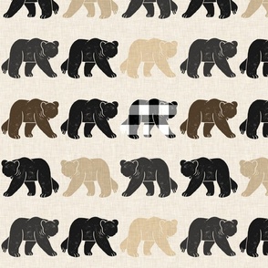 Woodland Bears on Linen