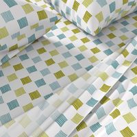 Striped Squares Blue and Green 12x9 - Happy Checkered Print 2202410