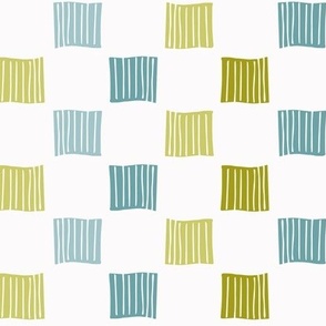 Striped Squares Blue and Green 12x9 - Happy Checkered Print 2202410