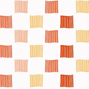 Striped Squares Red and Orange 12x9 - Happy Checkered Print 2202414