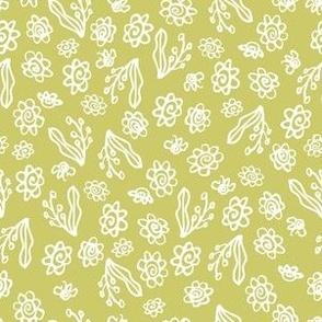 Tossed Blossoms Spring Green 6x6 - Greenery Spring and White Simple Floral 2202431