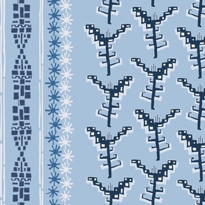 Flat Weave Floral Tapestry - Coastal Blues Sky