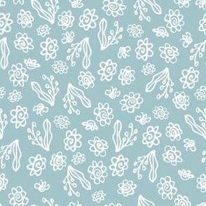 Tossed Blossoms Dusty Blue 6x6 - Summery Simple Floral 2202435