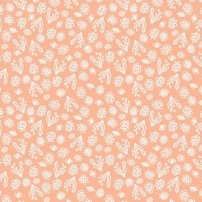 Tossed Blossoms Peach 3x3 - Peachy Floral Quilting Blender 2202424