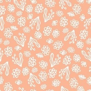 Tossed Blossoms Peachy 6x6 - Summery Silhouette Floral 2202423