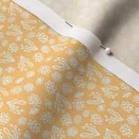 Tossed Blossoms Yellow Background 3x3 - Yellow Quilt Blender Floral 2202420