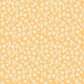 Tossed Blossoms Yellow Background 3x3 - Yellow Quilt Blender Floral 2202420