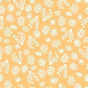 Tossed Blossoms Yellow 6x6 - Cheerful Summer Silhouette Floral 2202419