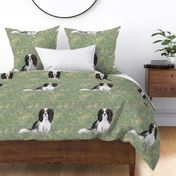 Cavalier King Charles Spaniel for Pillow in Green Wildflower Field