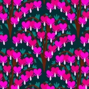 Bleeding Hearts Floral Pattern - Dark