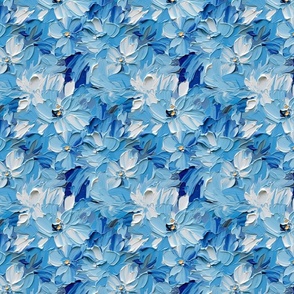 Cerulean Petals Abstract Floral Pattern 