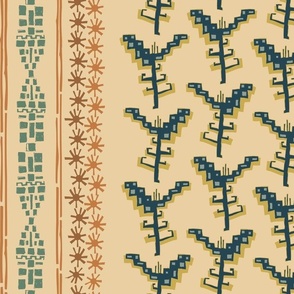 Flat Weave Floral Tapestry - Desert Multi