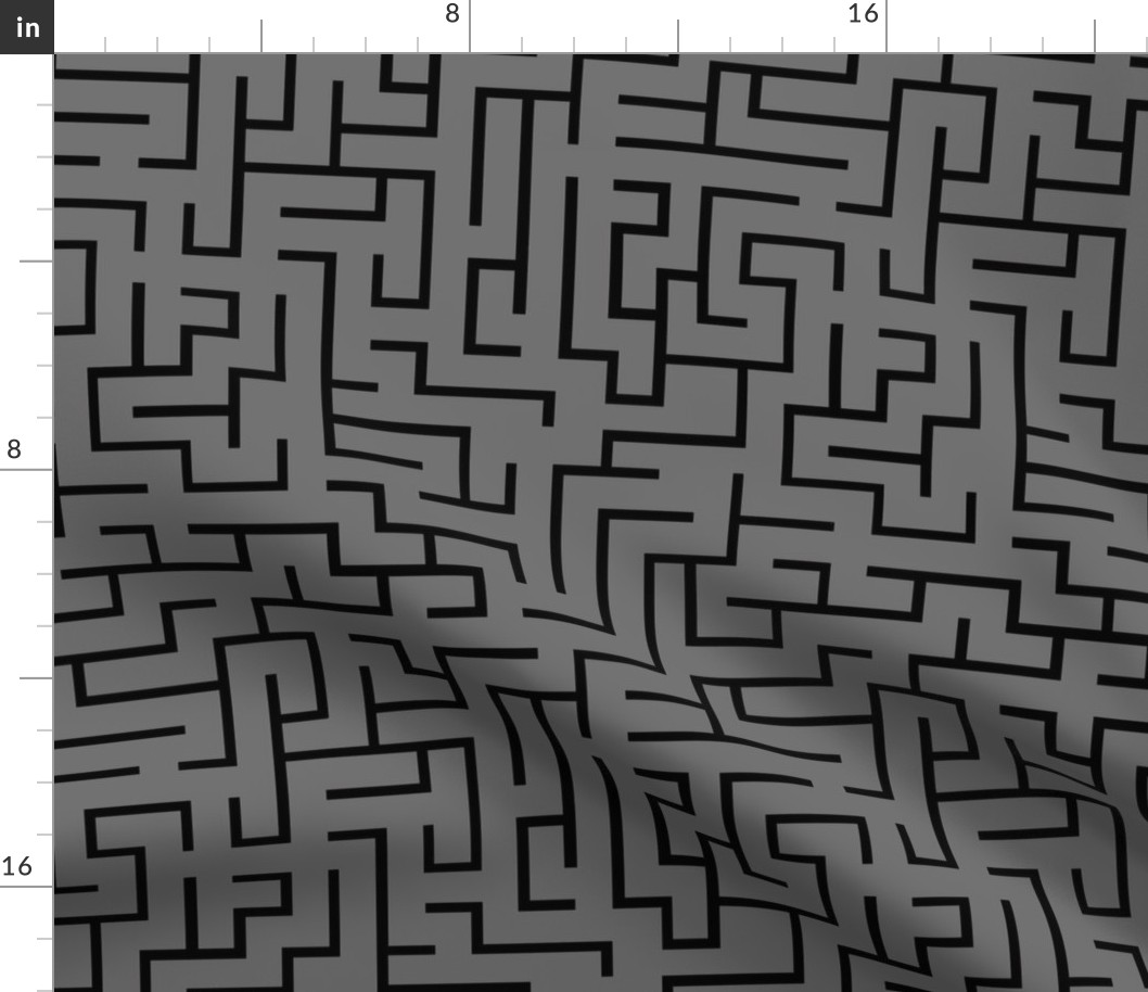 maze 12 x 12 repeat gray and black