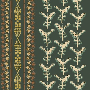 Flat Weave Floral Tapestry - Spruce Rust