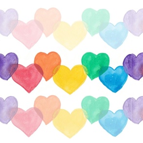 Watercolor Rainbow Hearts