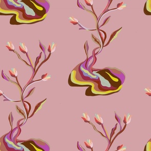 Simple and organic foliage pattern with feminine mood in pink tones - small.