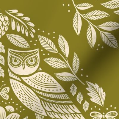 Woodland Owls - Chartreuse Large