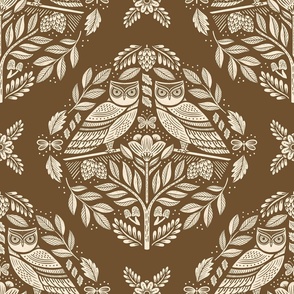 Woodland Owls - Chocolate Brown Large