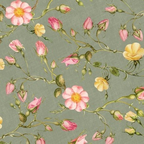 Timeless Elegance - Vintage Roses in sage green