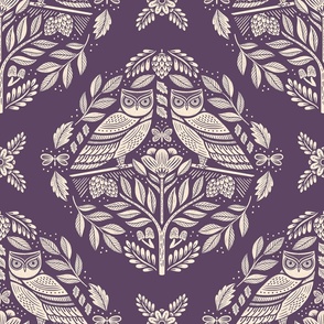 Woodland Owls - Purple Plum Large