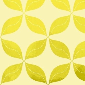 Leaf Lattice Geometric Floral Green Ombre on yellow