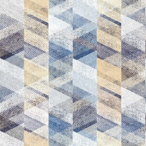  Grey-blue with beige striped zigzag texture.