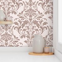 Art Nouveau Damask - Rosy Brown and White