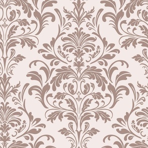 Art Nouveau Damask - Rosy Brown and White