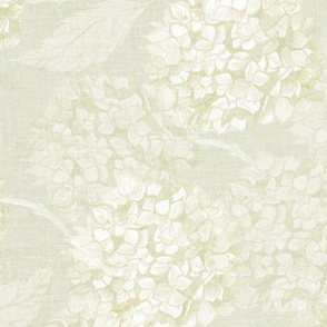 M refined bohemian Hydrangea flowers in soft monochromatic muted yellow gold beige rococo 