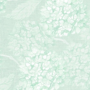 M grandmillennial hydrangea flowers in soft monochromatic mint green teal rococo