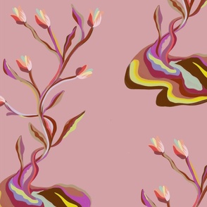 Simple and organic foliage pattern with feminine mood in pink tones - large .