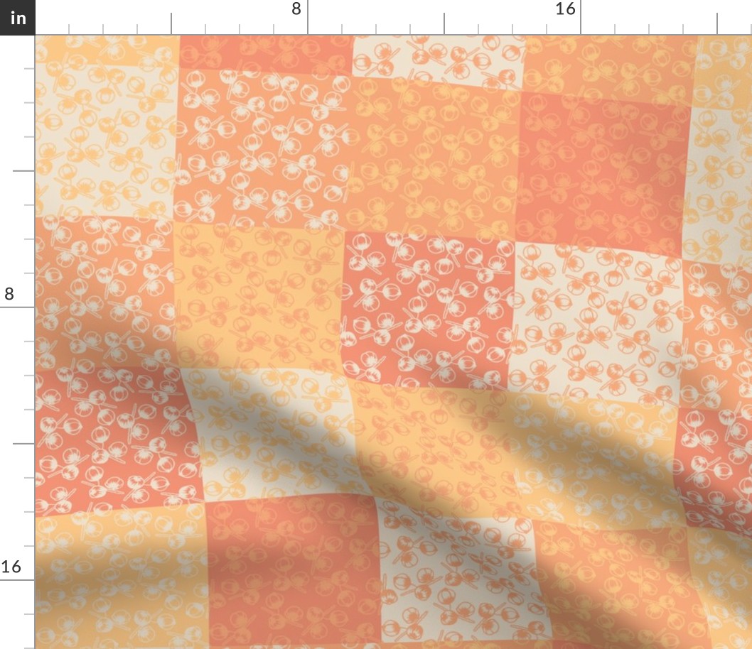 Patchwork- Seed poPatchwork -  Patch - Plaid - Quilts - Dots, checks & stripes -Peach fuzz