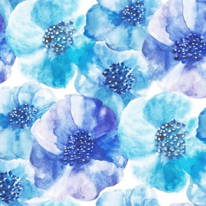 Handmade floral watercolor blue