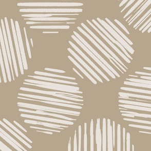 Sabbia Beige Striped Circles Made Of Brush Strokes, Large Scale Monochromatic  Sand