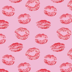 Lips Kisses Smooches Pattern 1 - Pretty Pink