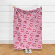 Oversized Lips Kisses Smooches Pattern 1 - Pretty Pink