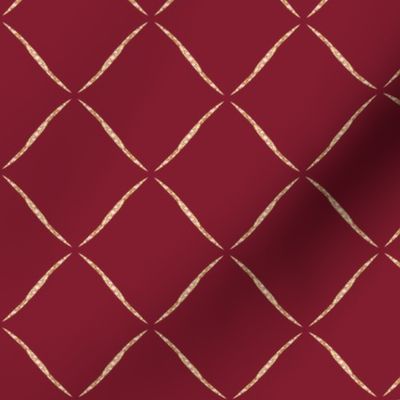 Gold trellis on burgundy / small