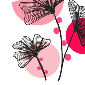  "Nature's Whisper: Red, Pink, and Black Minimalism"