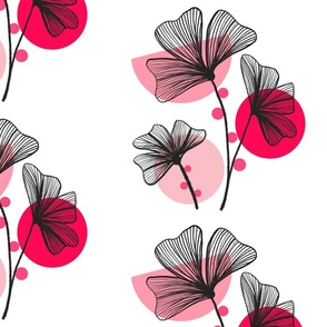  "Nature's Whisper: Red, Pink, and Black Minimalism" 1