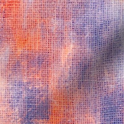 24” repeat Painterly mark making on faux burlap woven texture tree from blender, artistic marks blue nova, orange, peach fuzz