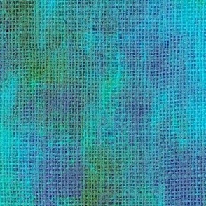 24” repeat Painterly mark making on faux burlap woven texture tree from blender, artistic marks sage green, blue nova, turquoise